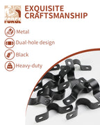AGUTEA Black U-Clamps Metal Pipe Clamps 2-Hole U-Brackets Suitable for DIY Pipe Fixing 1 INCH 3/4 INCH (Pack of 6)