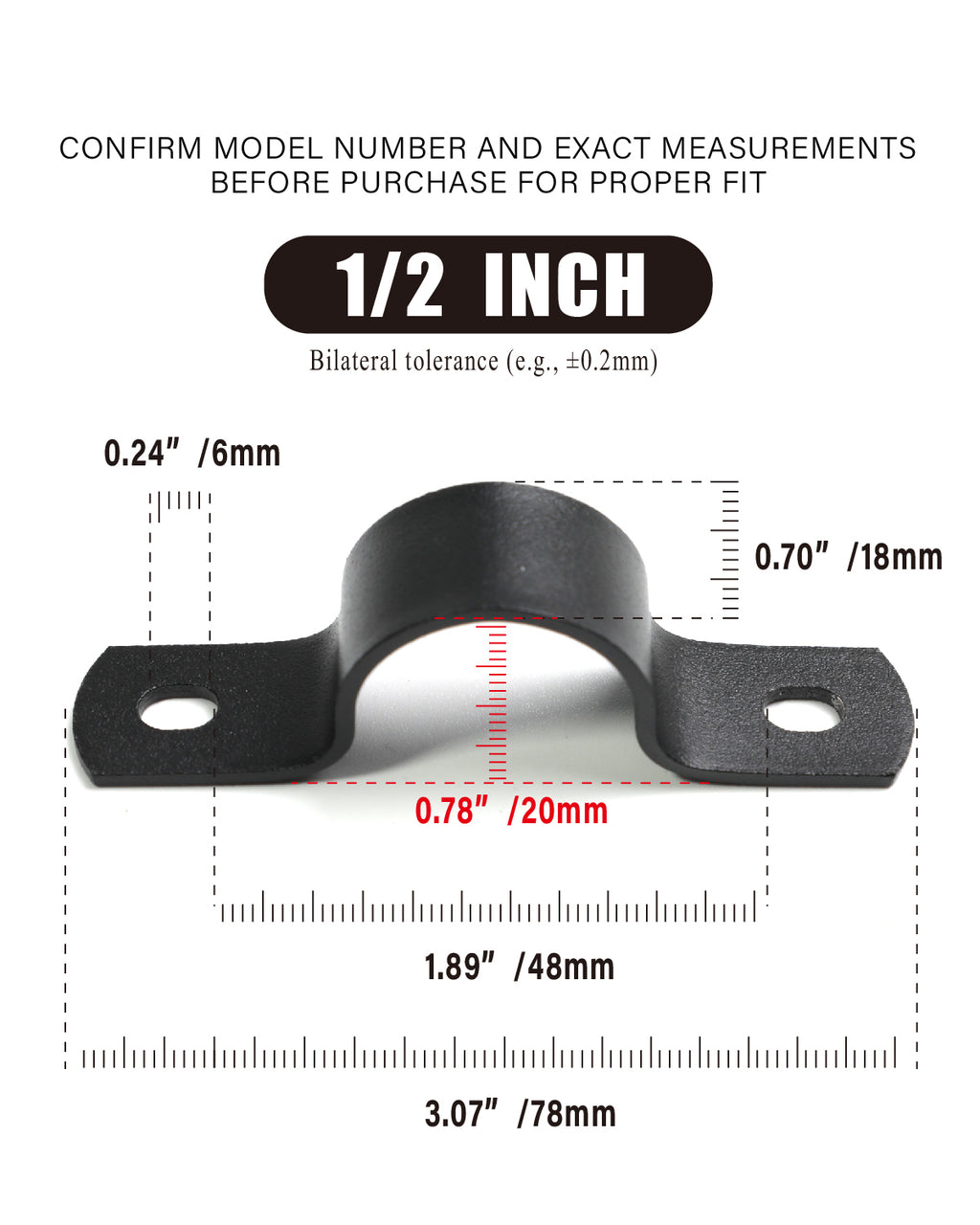 AGUTEA Black U-Clamps Metal Pipe Clamps 2-Hole U-Brackets Suitable for DIY Pipe Fixing 1 INCH 3/4 INCH (Pack of 6)