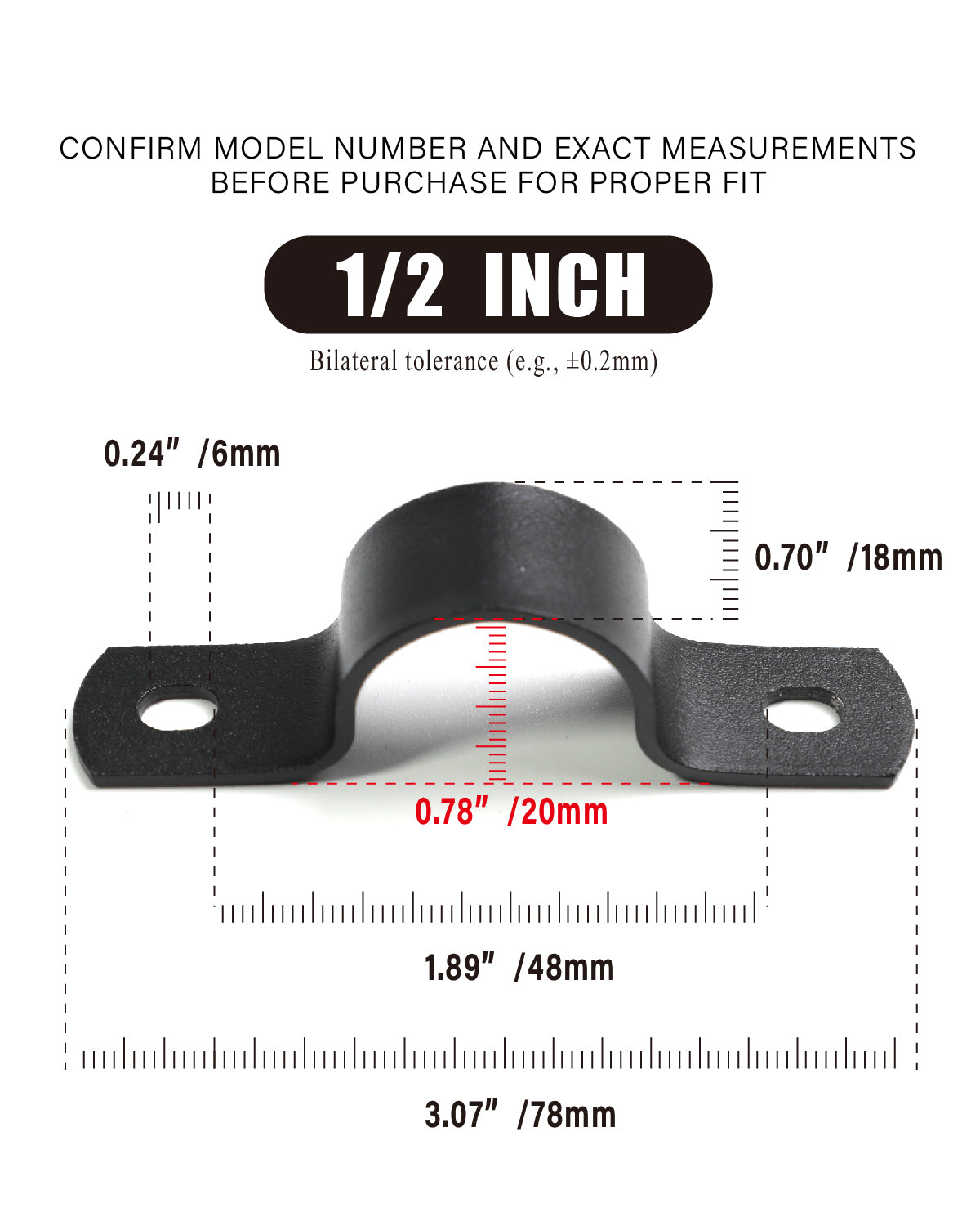 AGUTEA Black U-Clamps Metal Pipe Clamps 2-Hole U-Brackets Suitable for DIY Pipe Fixing