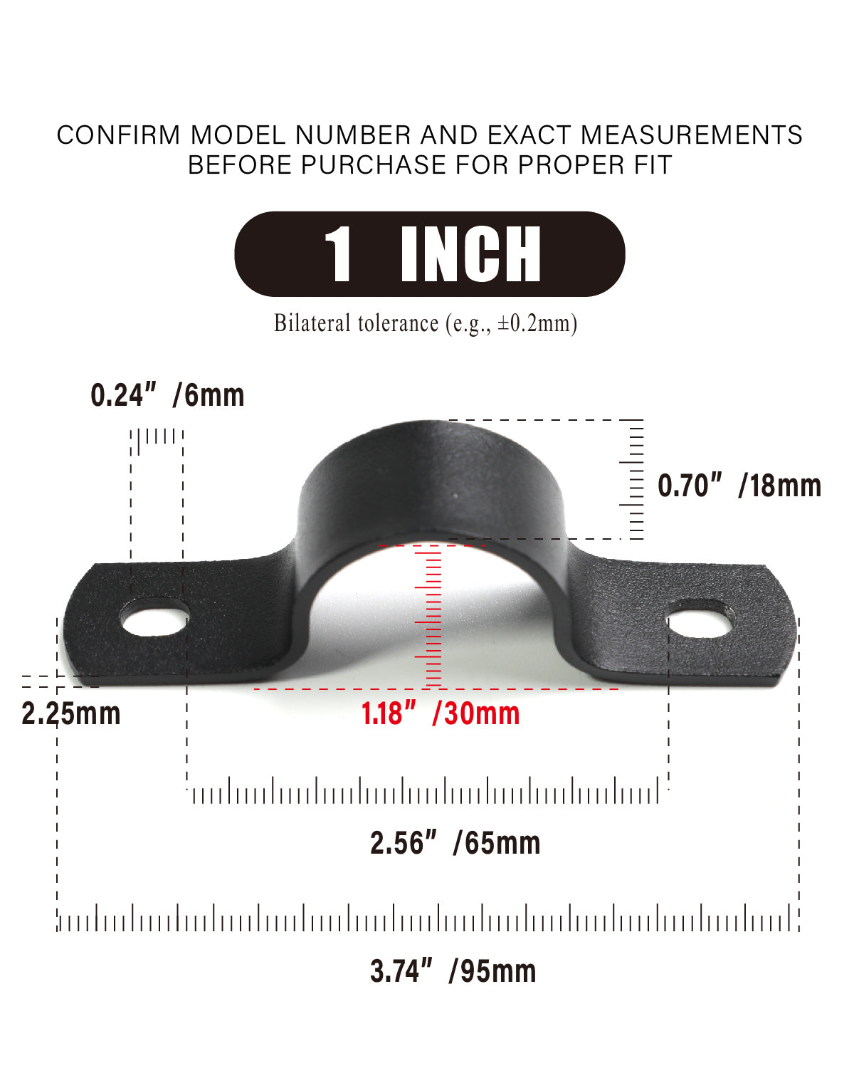 AGUTEA Black U-Clamps Metal Pipe Clamps 2-Hole U-Brackets Suitable for DIY Pipe Fixing 1 INCH 3/4 INCH (Pack of 6)