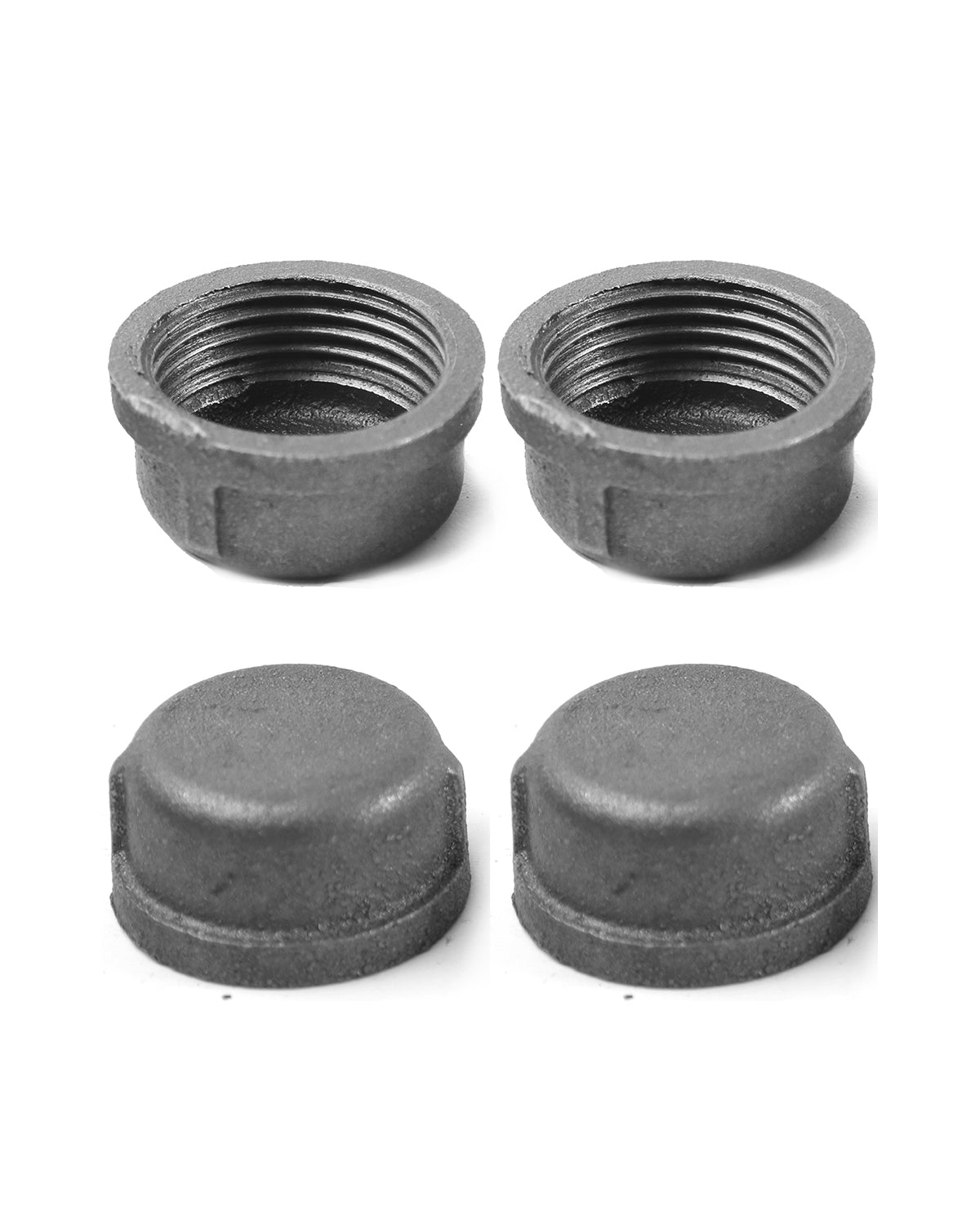 AGUTEA Black Cast Iron Pipe Fitting Cap Suitable for Vintage Shelf Support DIY Pipe Decoration Furniture Safety Decorative Cap (Pack of 4)