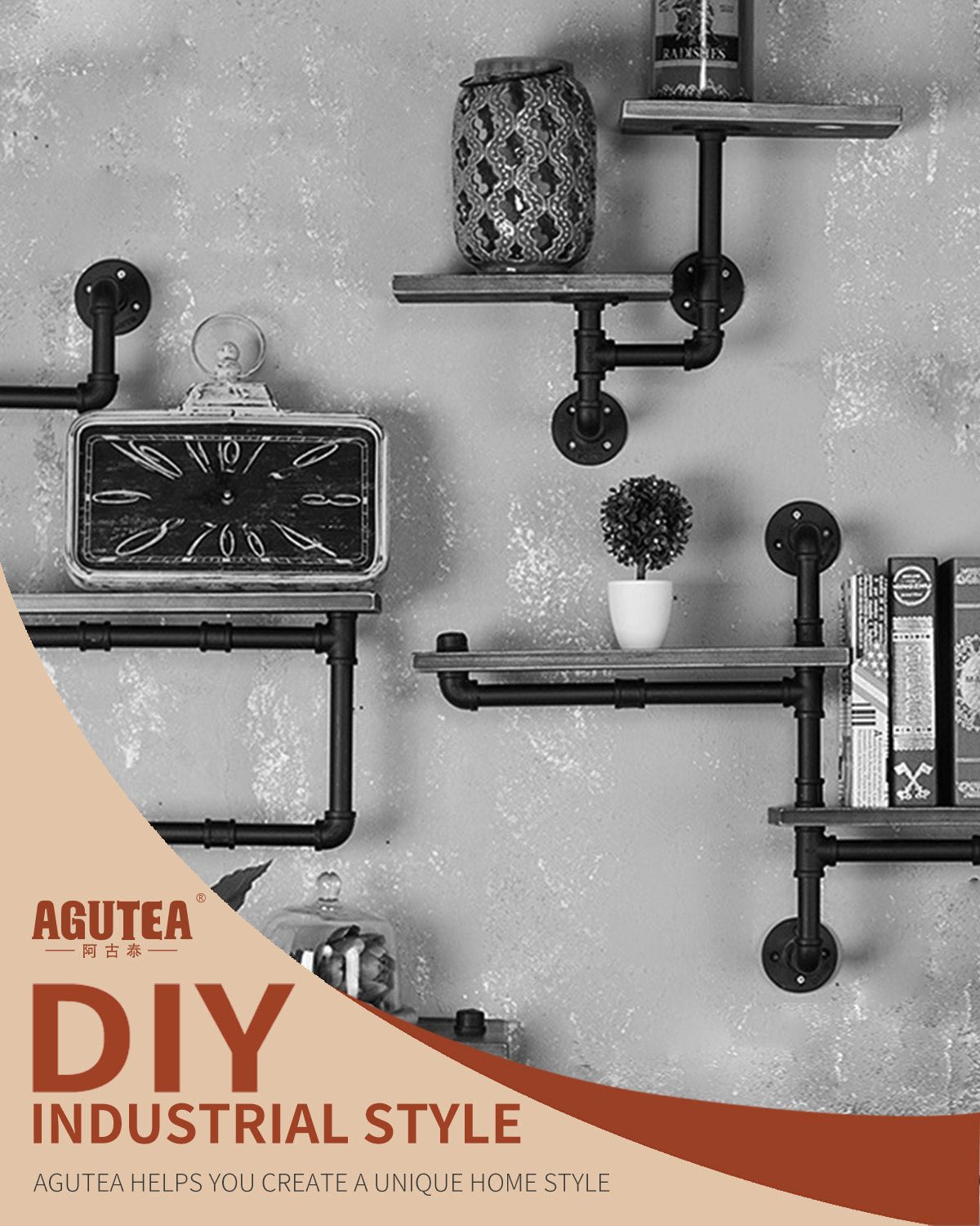 AGUTEA Black Cast Iron Pipe Fitting Cap Suitable for Vintage Shelf Support DIY Pipe Decoration Furniture Safety Decorative Cap (Pack of 1)