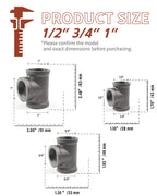 AGUTEA black wrought iron tee fitting Gland holder T-connector Floor fitting Straight rod tee connector 1/2inch 3/4 inch 1inch (Pack of 1)