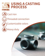 AGUTEA Right Angle Black Malleable Iron Tee Fitting 3-Way Side Exit Elbow Connector
