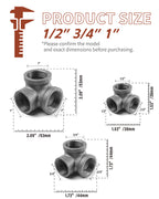 AGUTEA Right Angle Black Malleable Iron Tee Fitting 3-Way Side Exit Elbow Connector
