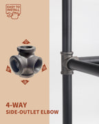 AGUTEA Right Angle Black Malleable Iron Tee Fitting 4-Way Side Exit Elbow Connector (1-Pack)