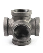 AGUTEA Black 5-way Side Exit Cross,Cast Iron Pipe Fitting Cast Iron Angle Pipe Fitting for Vintage Style DIY Projects/Furniture/Shelves (Pack of 1)