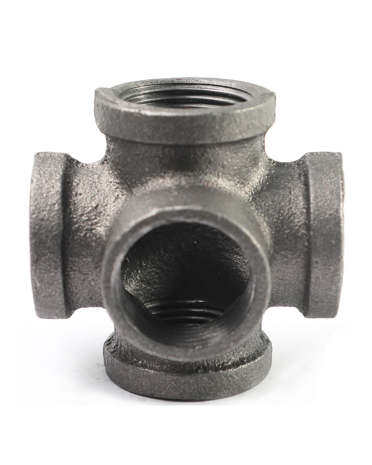 AGUTEA Black 5-way Side Exit Cross,Cast Iron Pipe Fitting Cast Iron Angle Pipe Fitting for Vintage Style DIY Projects/Furniture/Shelves