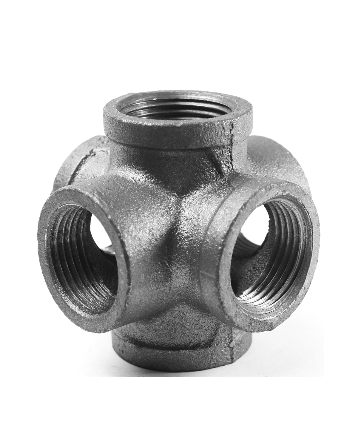 AGUTEA Black 6-Way Side Exit Cross, Cast Iron Pipe Fitting Cast Iron Angle Pipe Fitting for Vintage Style DIY Projects/Furniture/Shelves