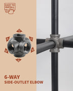 AGUTEA Black 6-Way Side Exit Cross, Cast Iron Pipe Fitting Cast Iron Angle Pipe Fitting for Vintage Style DIY Projects/Furniture/Shelves (Pack of 1)