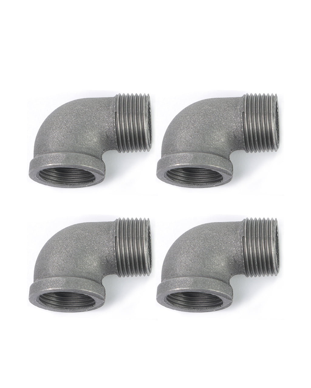 AGUTEA Black malleable cast iron 90 degree elbow fittings female to male interconnects connectors and fittings for vintage DIY furniture tables and shelves (Pack of 4)