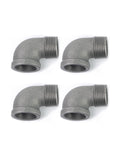 AGUTEA Black malleable cast iron 90 degree elbow fittings female to male interconnects connectors and fittings for vintage DIY furniture tables and shelves (Pack of 4)