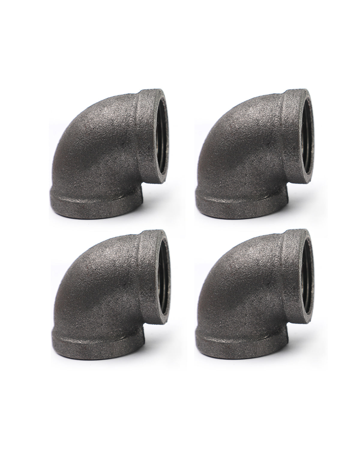 AGUTEA Black Cast Iron Elbow Spiral Fittings Vintage DIY Decorative Pipe Heads (pack of 4)