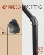 AGUTEA Black cast iron pipe fittings, 45 degree elbows, internal thread elbows, suitable for DIY steampunk retro style shelf bracket water pipes (Pack of 4)（副本）