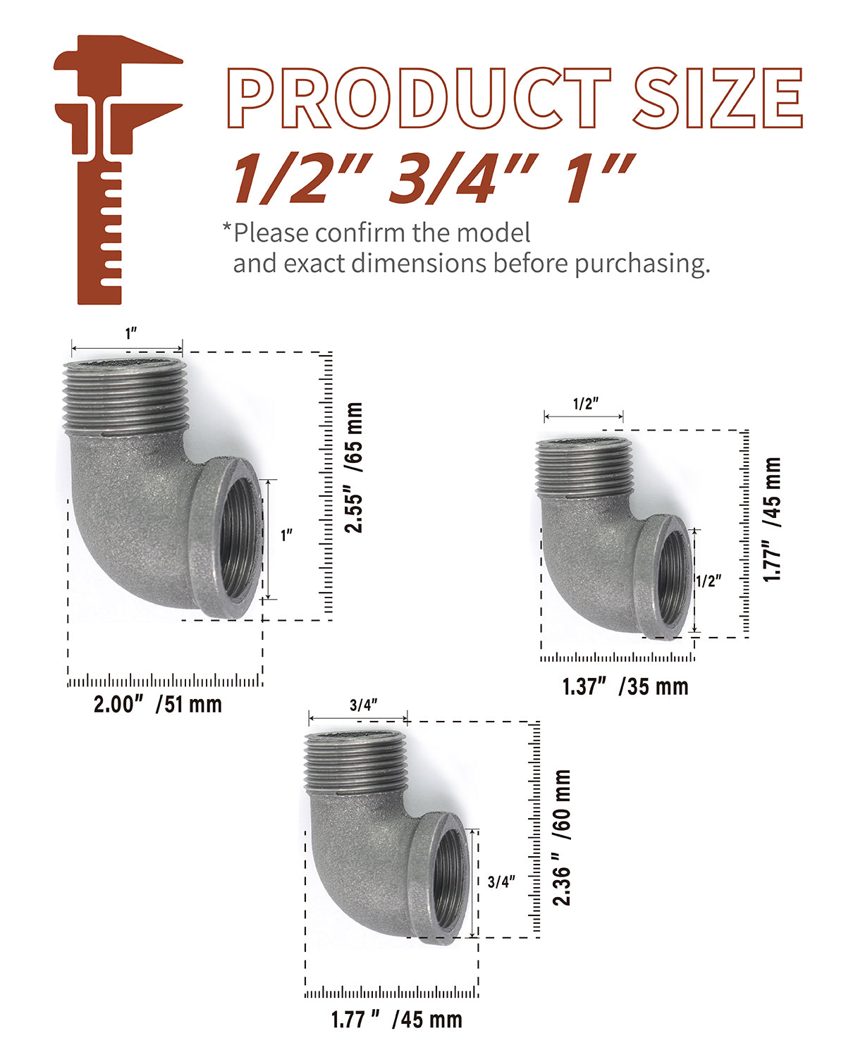 AGUTEA Black malleable cast iron 90 degree elbow fittings female to male interconnects connectors and fittings for vintage DIY furniture tables and shelves